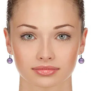 12 Carat 14K Solid White Gold Come Unmasked Amethyst Earrings