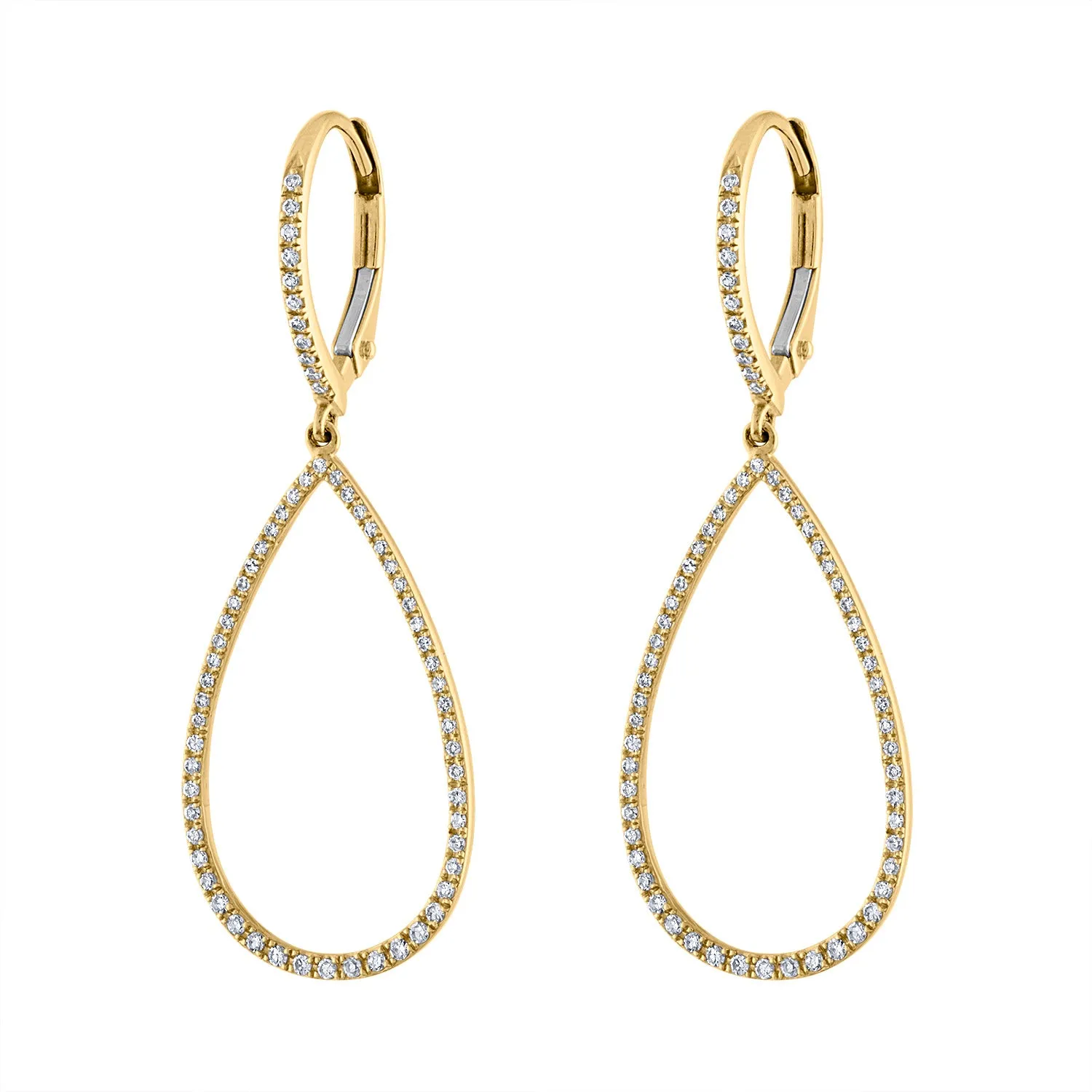 14KT GOLD SMALL DIAMOND OPEN TEARDROP EARRING