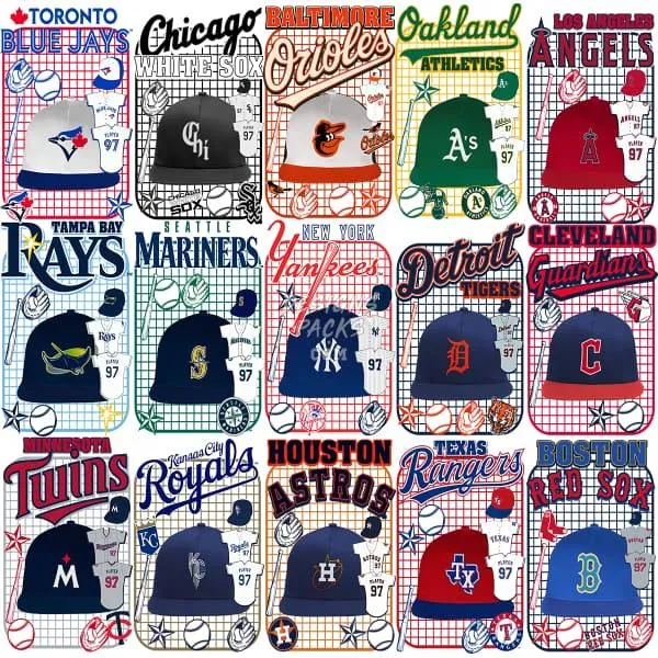 15 Baseball Teams Caps Designs Bundle PNG