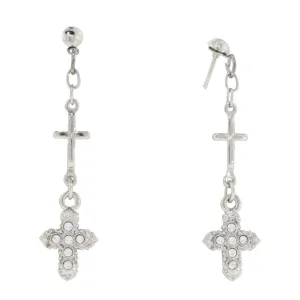 1928 Jewelry Multi Cross Crystal Drop Earrings