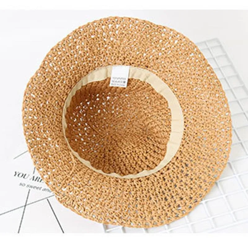 2019 New Girls Hand Made Sun Hat, Raffia Straw Foldable Parent-child Hat