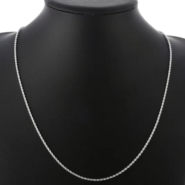 2mm Diamond Cut Silver Rope Chain 16-24 inches for Women or Men Every Day Wear