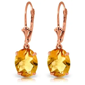 6.25 Carat 14K Solid Rose Gold Citrine Oval Decadence Earrings