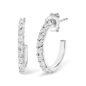 .925 Sterling Silver 1/10 Cttw Diamond Miracle Set J-Hoop Earring