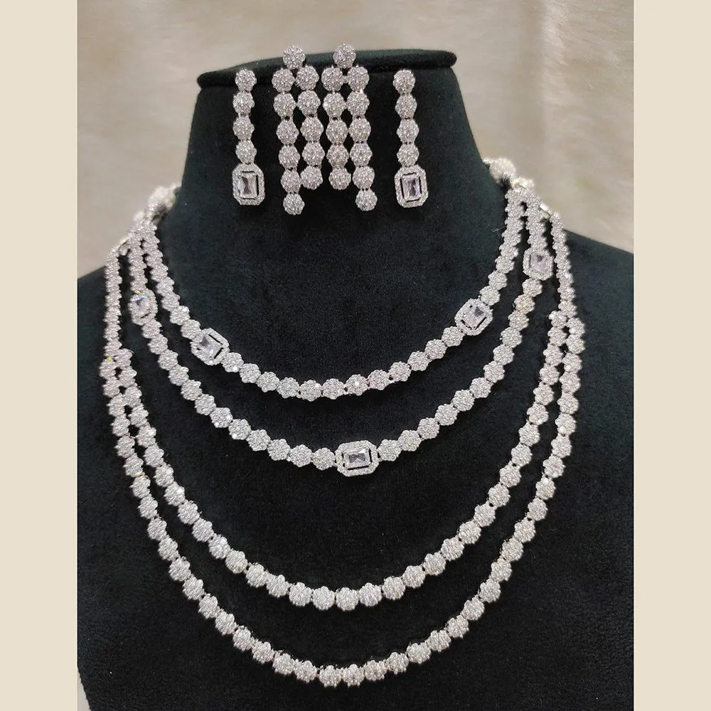 Aamrapali Silver Plated  AD Necklace Set