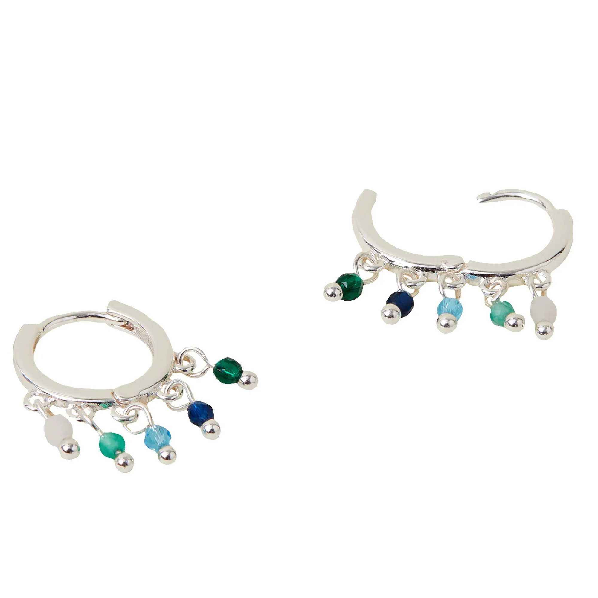 Accessorize London Women's Silver-Plated Beaded Charm Hoops Earrings