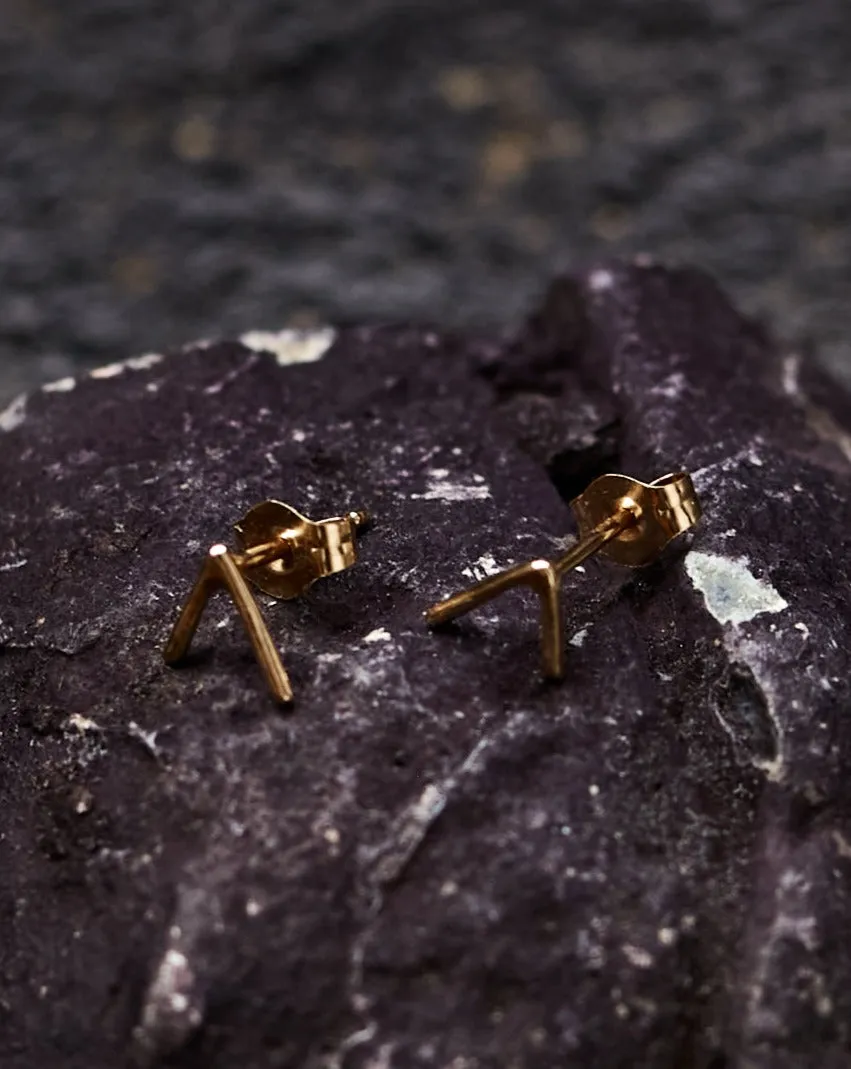 Another Feather Small Dart Studs, 14k Gold