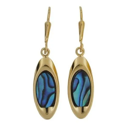 Ariki Palladium & Paua Ovoid Dangle Earrings