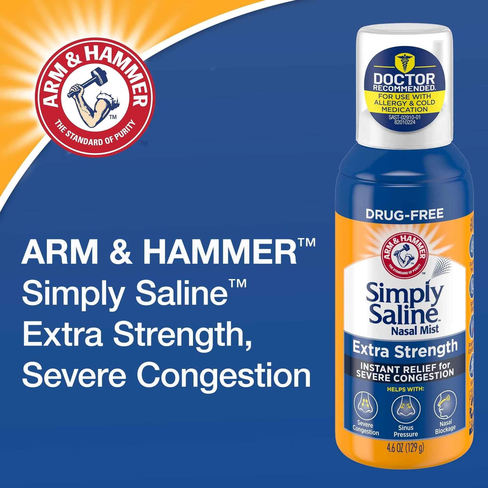 ARM & HAMMER Simply Saline Extra Strength Nasal Mist 4.6oz- Instant Relief for SEVERE Congestion- One 4.6oz Bottle