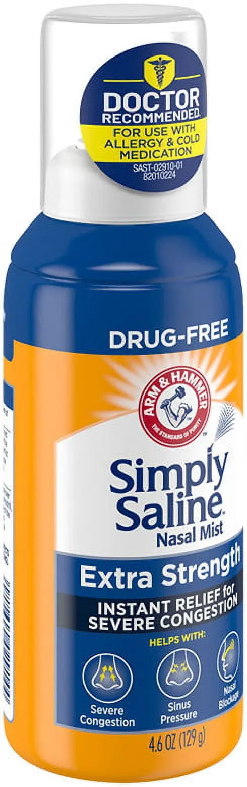 ARM & HAMMER Simply Saline Extra Strength Nasal Mist 4.6oz- Instant Relief for SEVERE Congestion- One 4.6oz Bottle