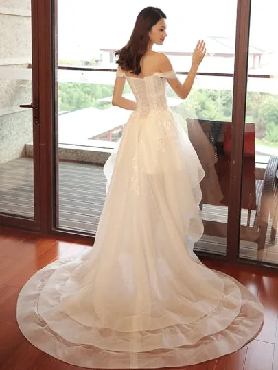 Beading High-Low Wedding Dress