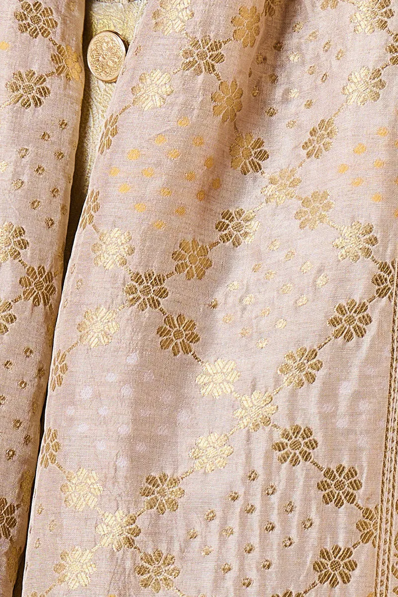 Beige All Over Zari Jacquard Stole