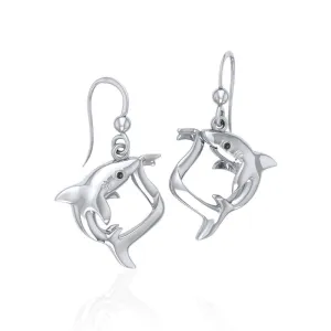 Big Eye Thresher Shark Sterling Silver With Gemstones Earrings TER1697