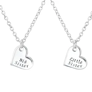 Big Sister, Little Sister Sterling Silver Necklace set