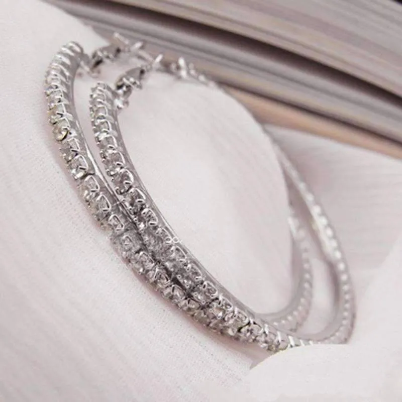 Bling It On Oversize Crystal Hoop Earrings