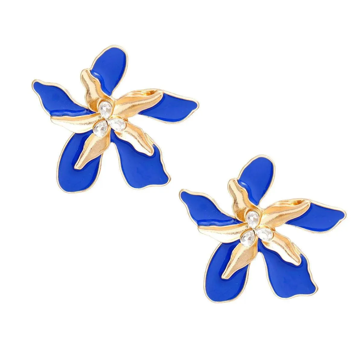 Blue Iris Stud Earrings - Stunning Fashion Jewelry