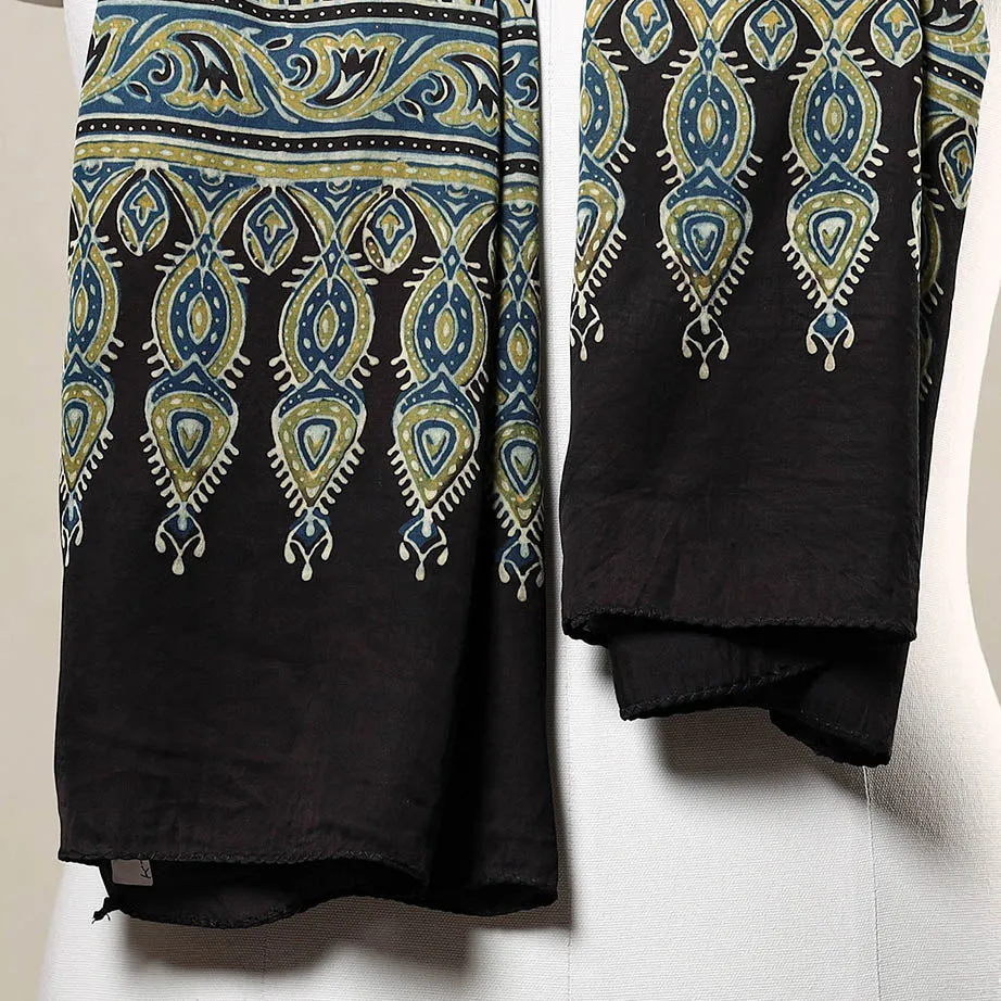 Blue - Kutch Bandhani Tie-Dye Ajrakh Block Printed Modal Silk Stole