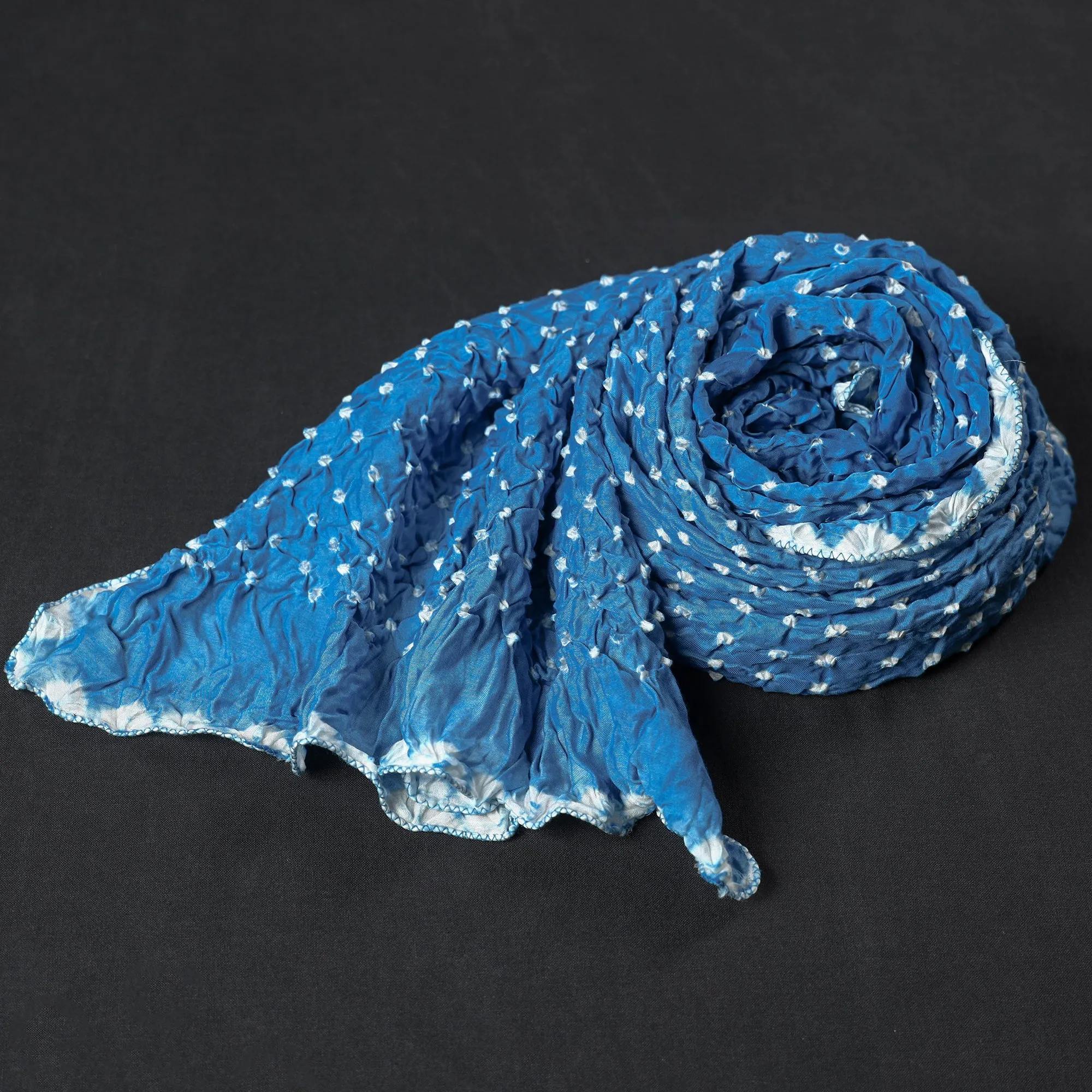 Blue - Kutch Bandhani Tie-Dye Modal Silk Stole 27