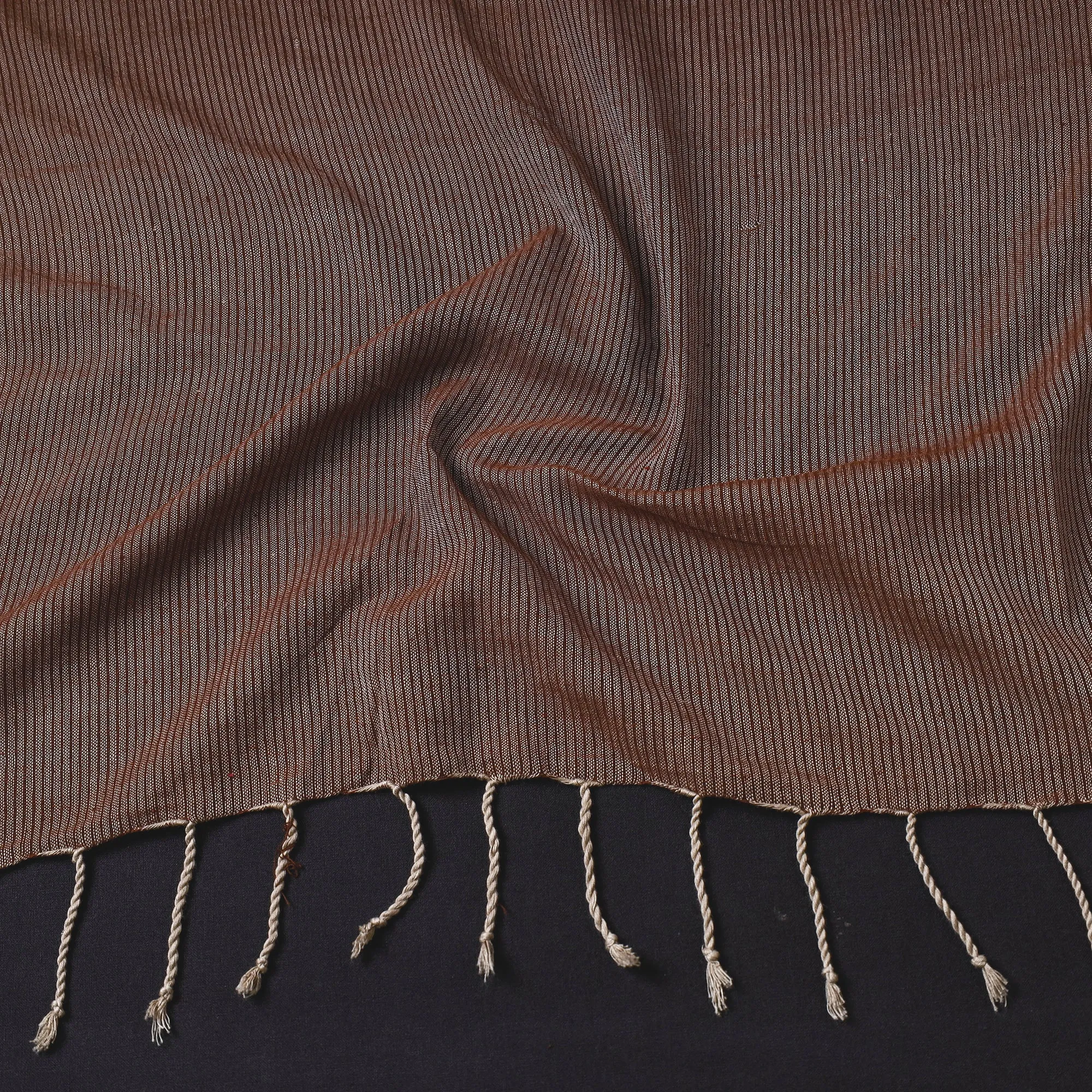 Brown - Mangalagiri Handloom Cotton Stole with Tassels