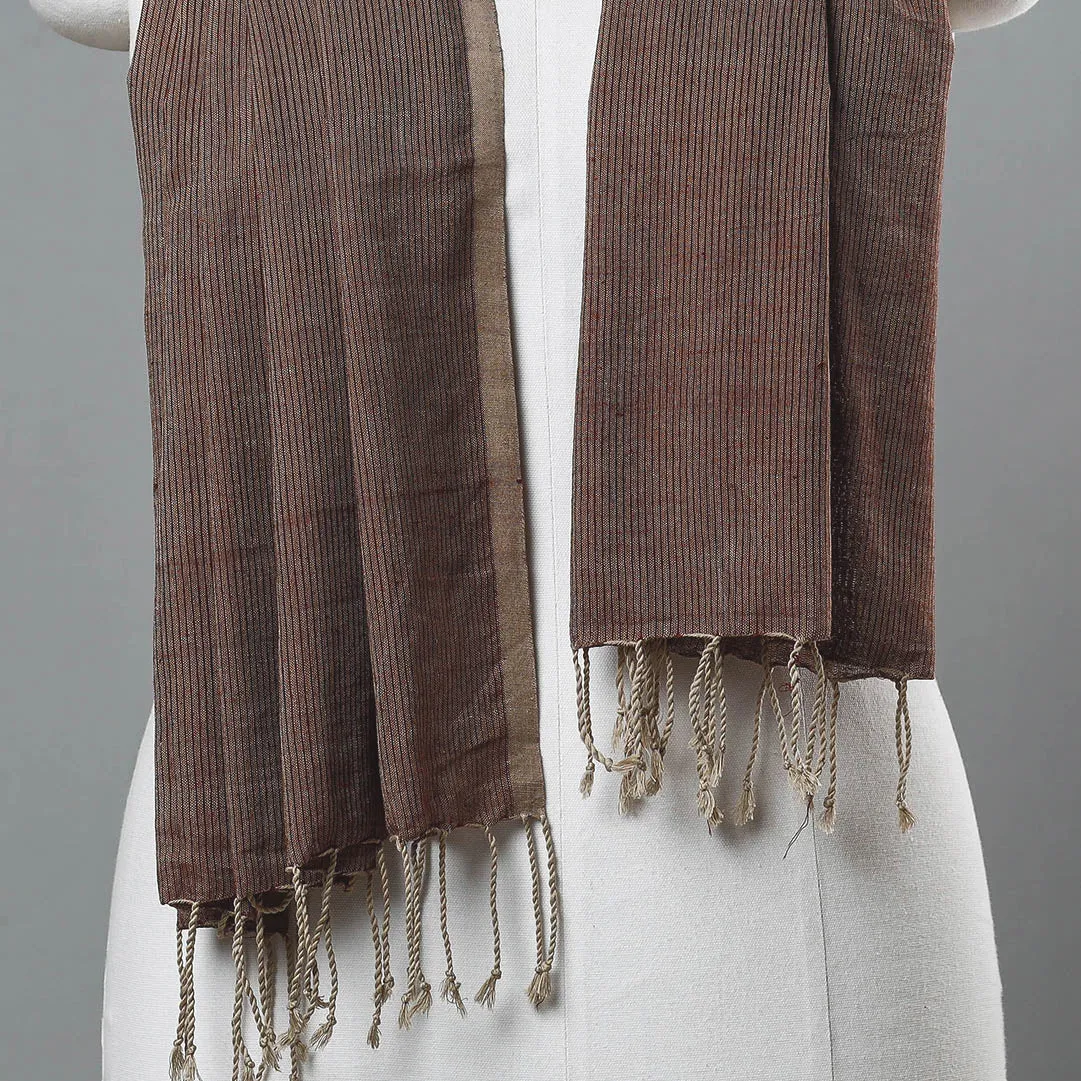 Brown - Mangalagiri Handloom Cotton Stole with Tassels