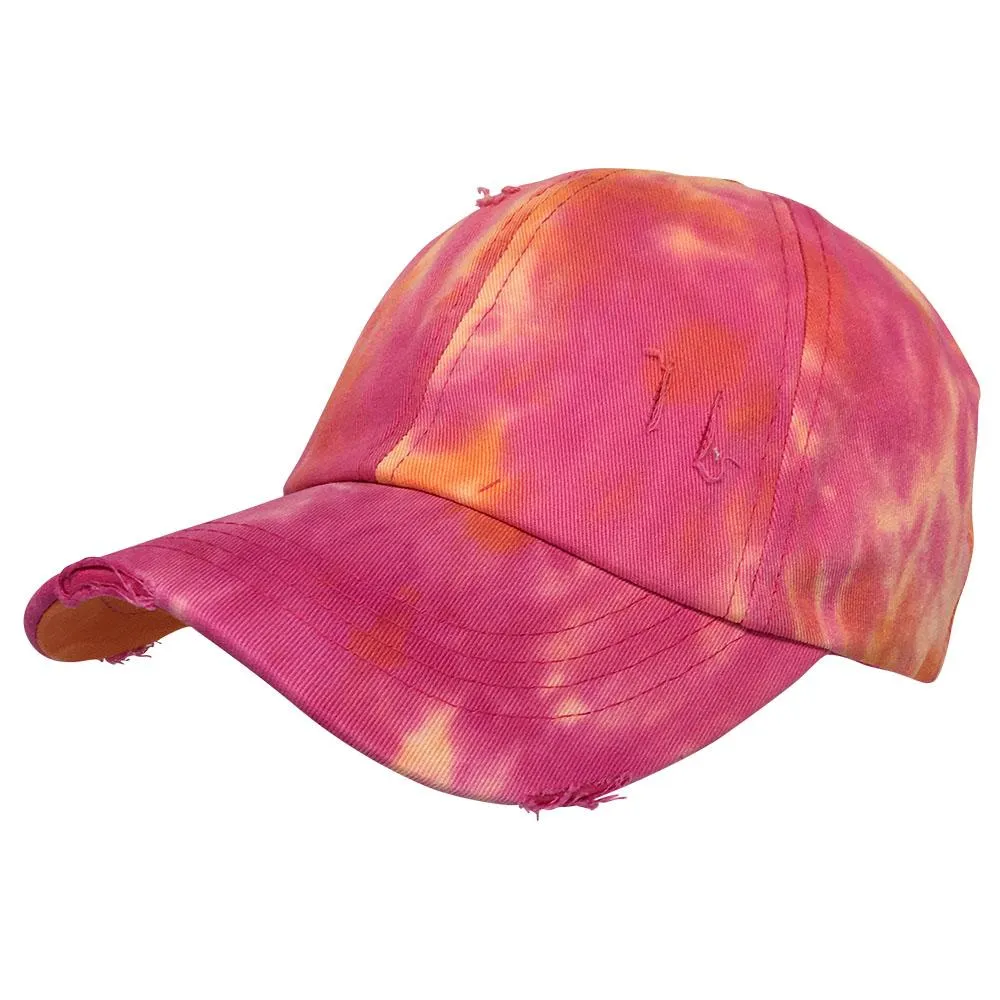 BT-791 C.C Criss Cross Tie Dye Pony Cap ORANGE