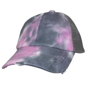 BT-791 Kids C.C Criss Cross Pony Cap Tie Dye Grey/Grey