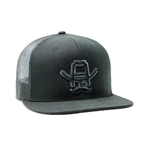 Cowboy Cool Men's Hank 3D Black Flat Bill Snapback Cap H561