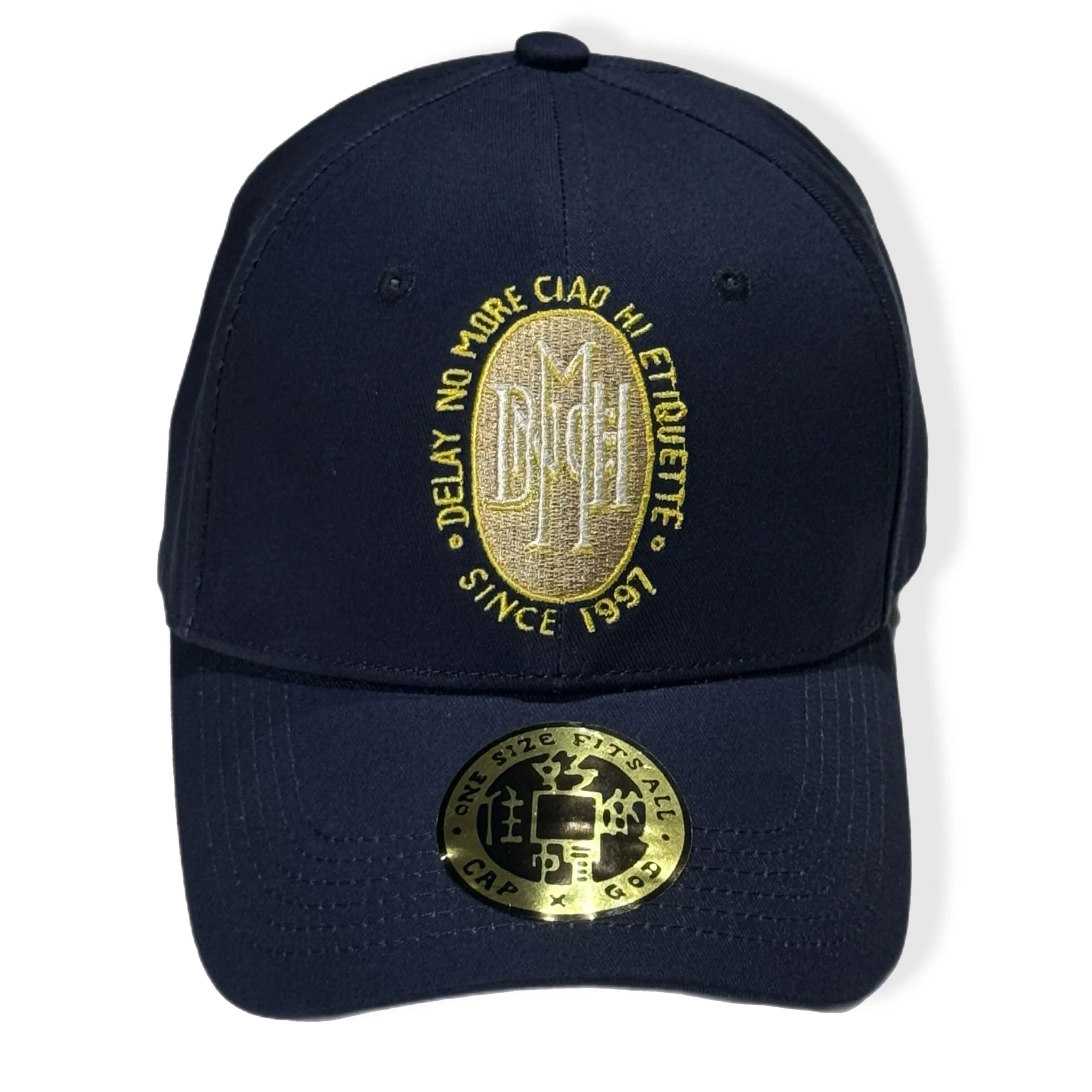 Delay No More School Emblem Baseball Cap, Navy