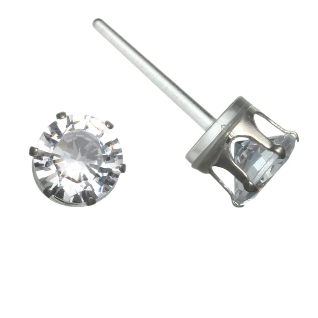 Diamond Cut Rhinestone Studs Hypoallergenic Earrings for Sensitive Ears Made with Plastic Posts