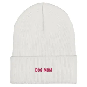 DOG MOM Embroidered Cuffed Beanie Cap Hat Warm Soft Cool Hot Puppy Puppies Canine Mommy Mother Pets