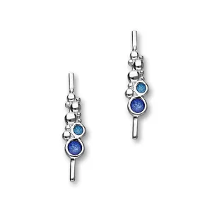 Dröfn Sterling Silver & Blue Enamel Bar Stud Earrings, EE627