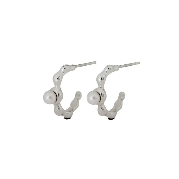 Droplet Silver with Pearl Earrings