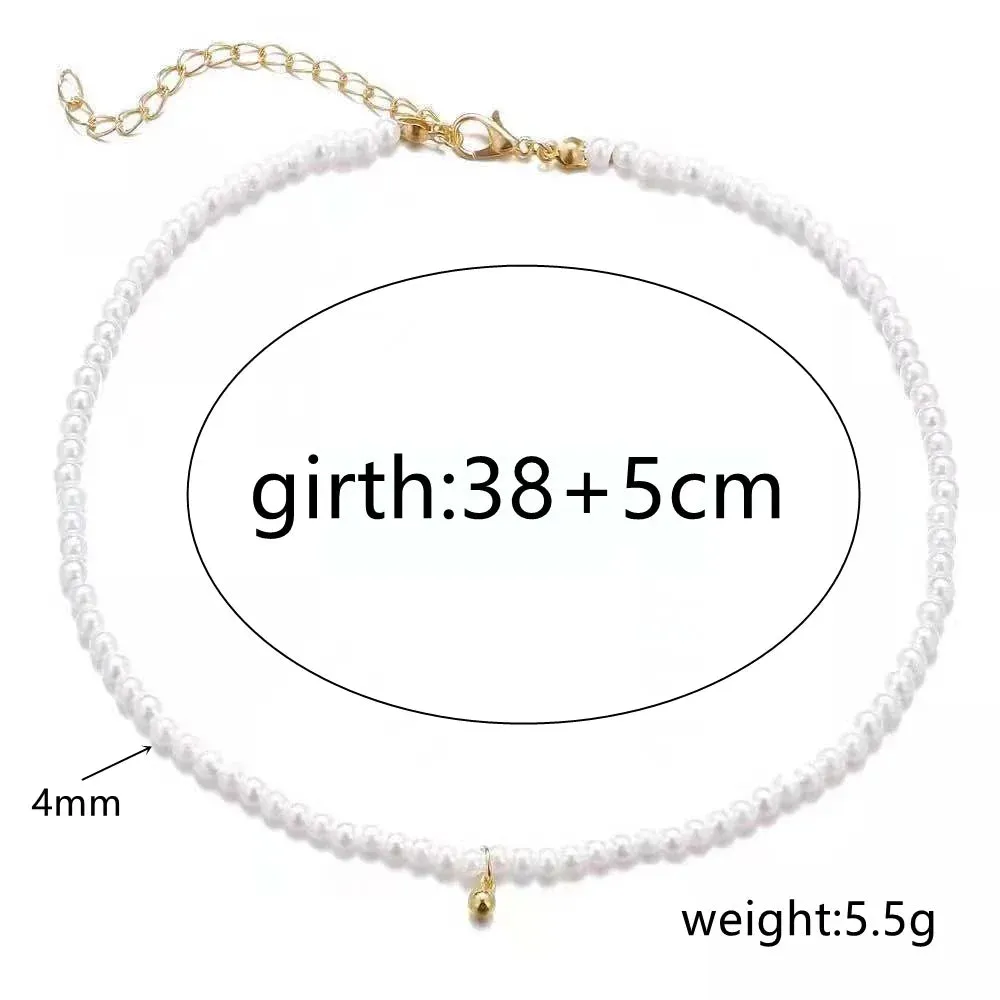 Elegant Imitation Pearl Gold Bead Choker Clavicle Wedding Jewelry Trend Necklake