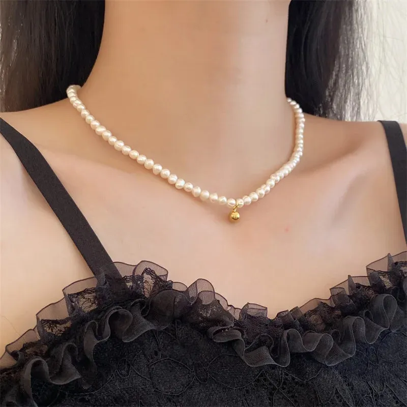 Elegant Imitation Pearl Gold Bead Choker Clavicle Wedding Jewelry Trend Necklake