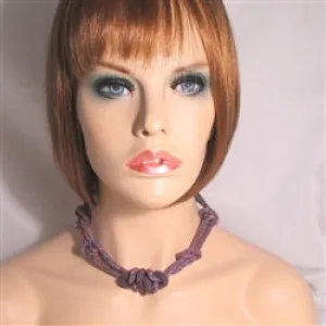 Elegant Necklace in Knotted Lilac Seed Beads