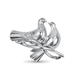 Estate 14K White Gold Soul Mate Doves Brooch