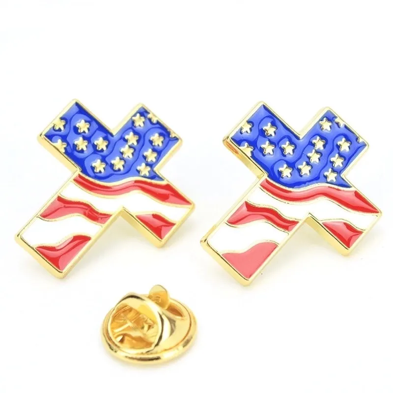 Ethnic Style Pin Cross National Flag Zinc Alloy Enamel Unisex Brooches