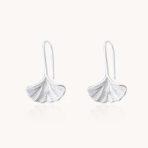 Gingko Leaf Silver Stud Earrings