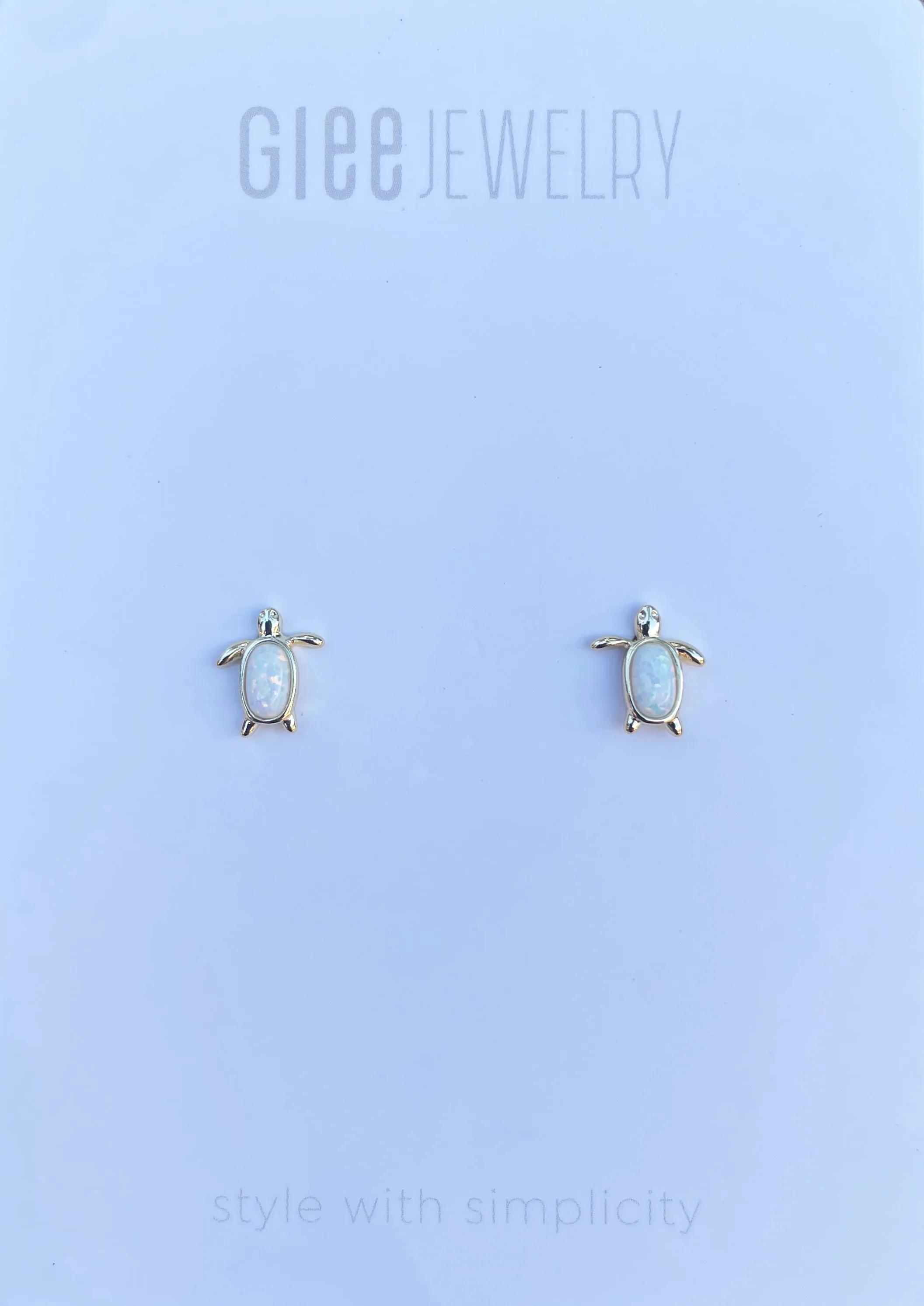 Glee Jewelry Opalite Turtle Stud Earrings