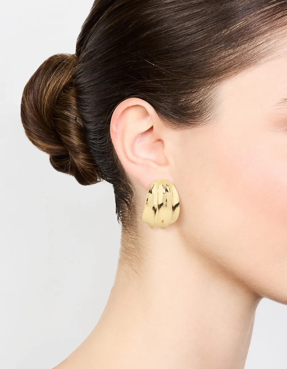 Gold Plated Chubby Wavy Hoop Earrings