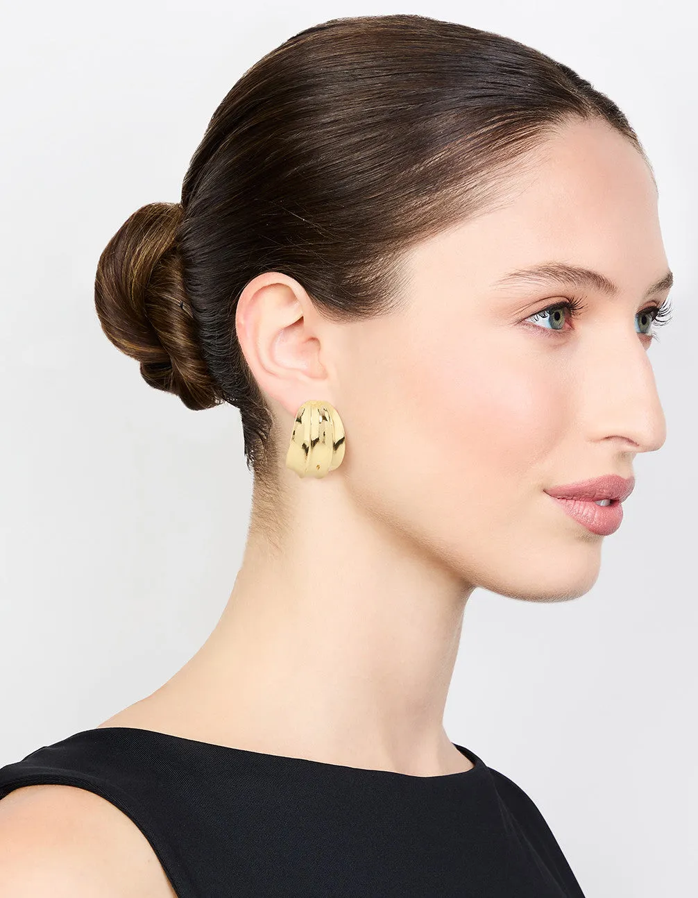 Gold Plated Chubby Wavy Hoop Earrings