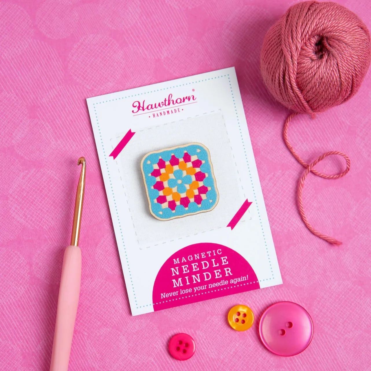 Granny Square Crochet Magnetic Needle Minder