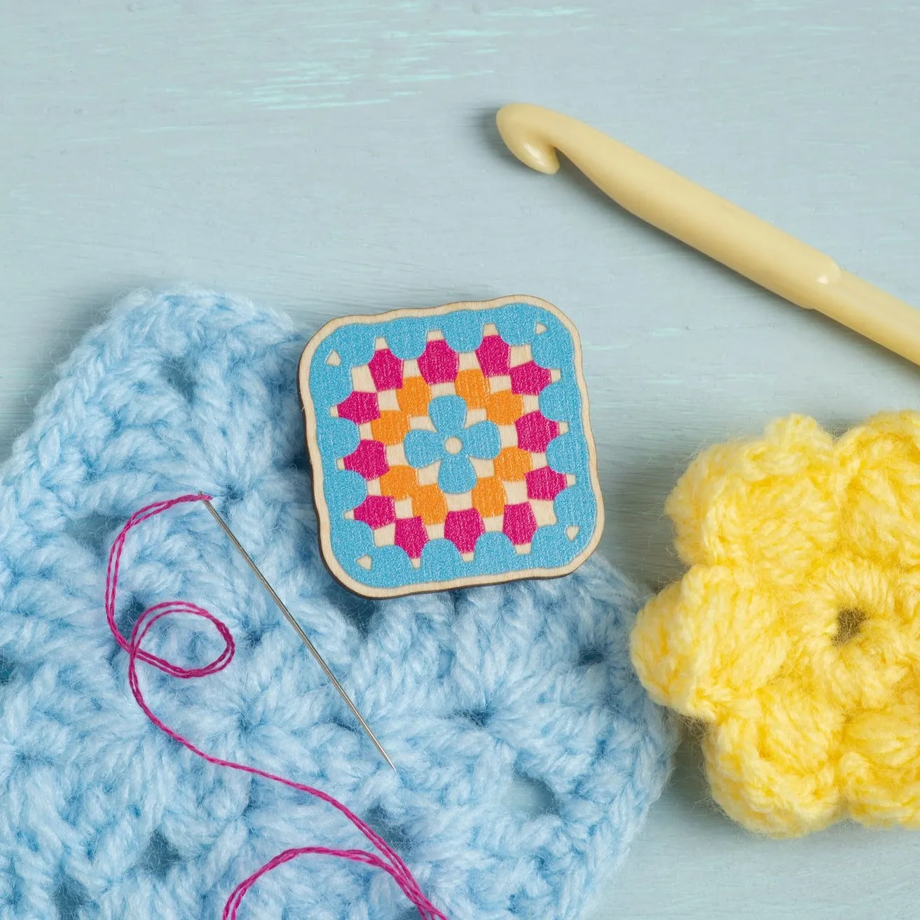 Granny Square Crochet Magnetic Needle Minder