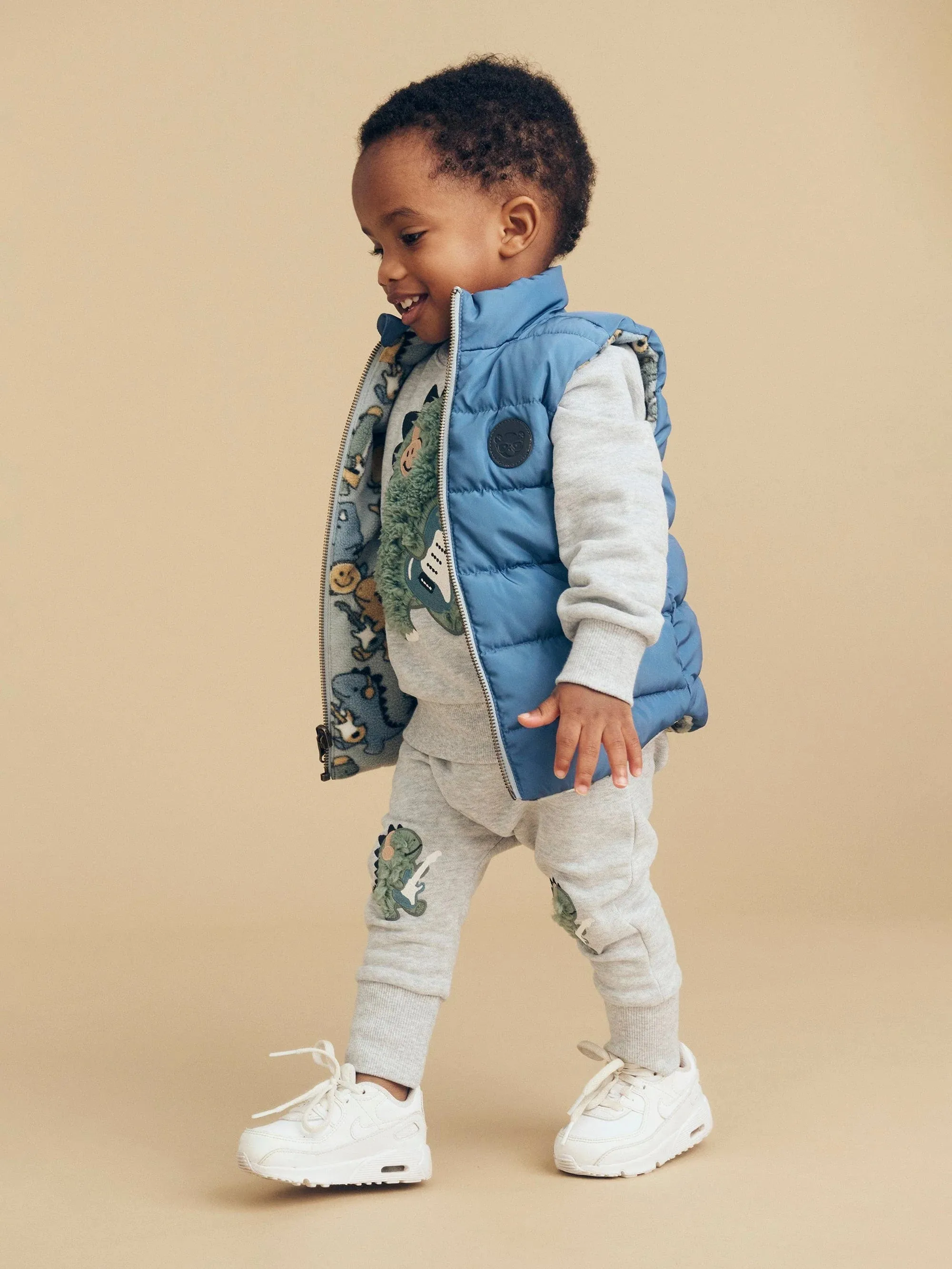 Huxbaby Dino Band Reversible Fleece Vest