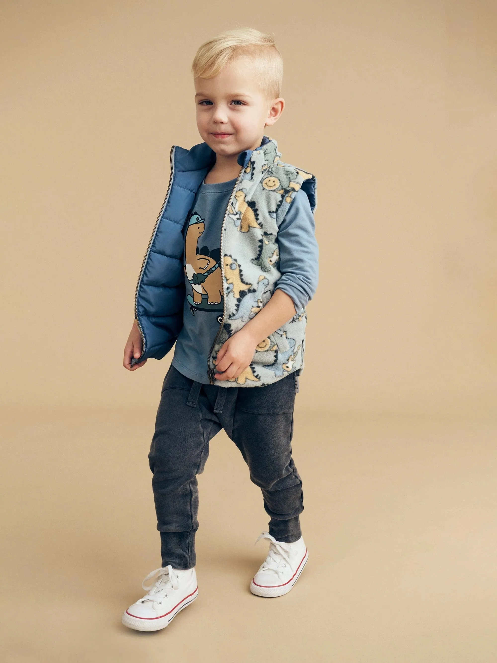 Huxbaby Dino Band Reversible Fleece Vest