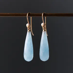 Kalmus Shore Aquamarine Scallop Shell Ruthie B. Earrings