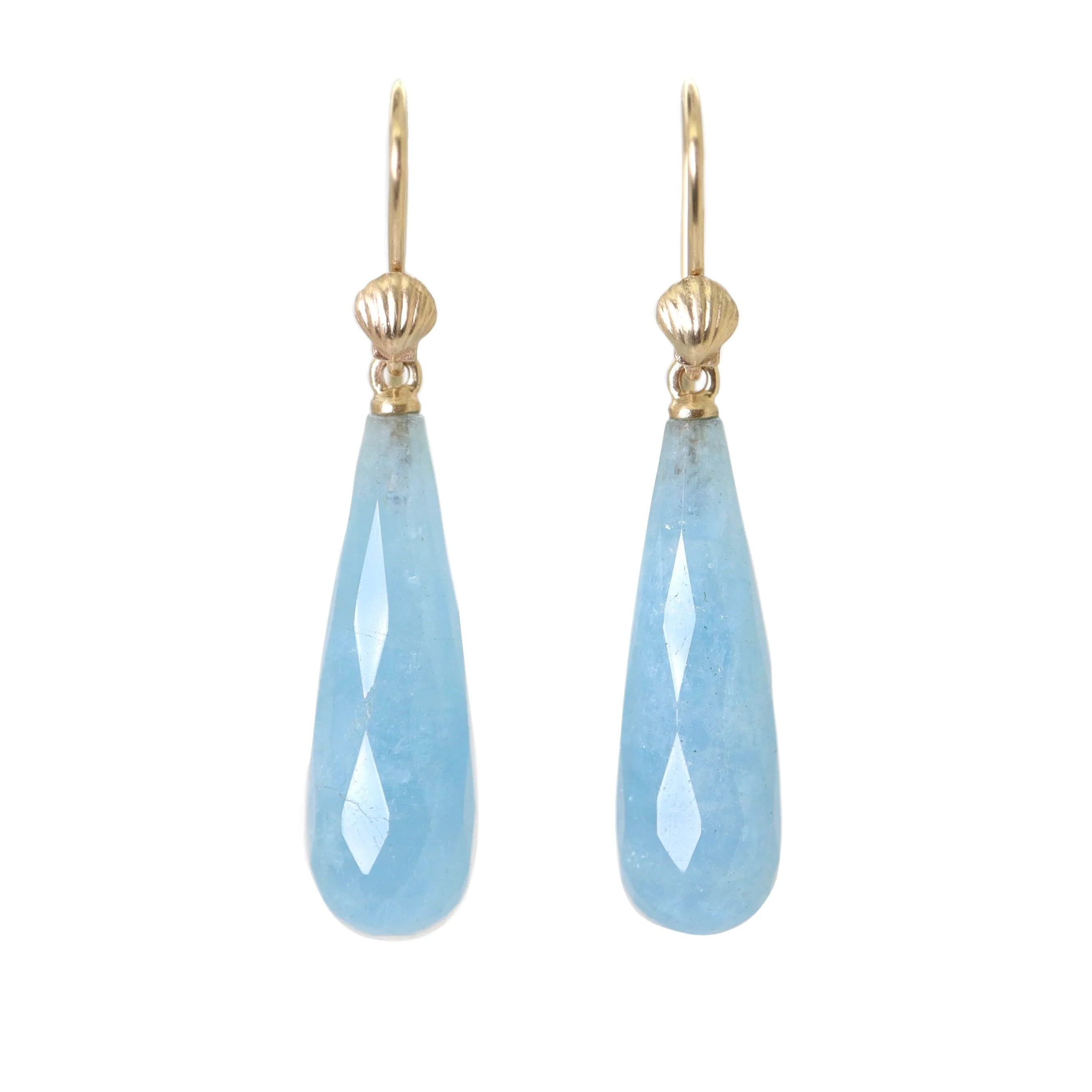 Kalmus Shore Aquamarine Scallop Shell Ruthie B. Earrings