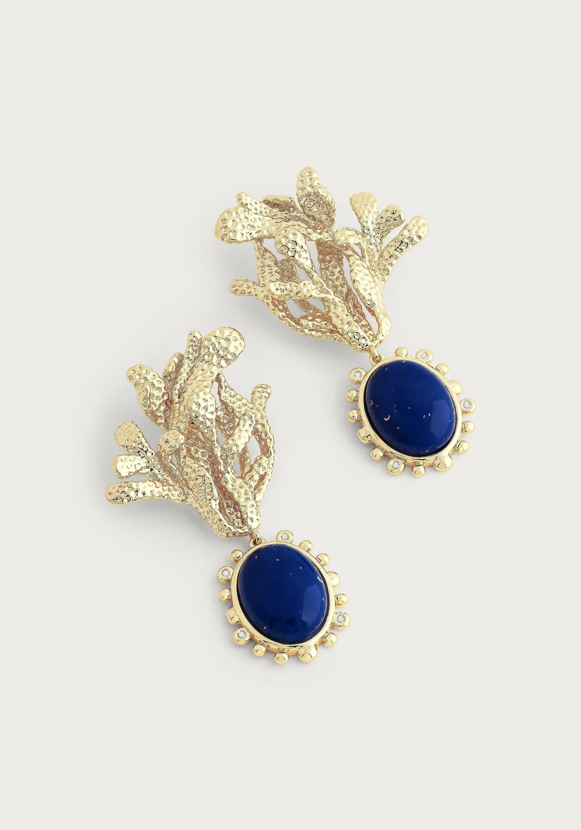 Kelp With Lapis Drop Earrings