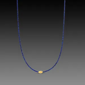 Lapis Necklace with Gold Rice Bead