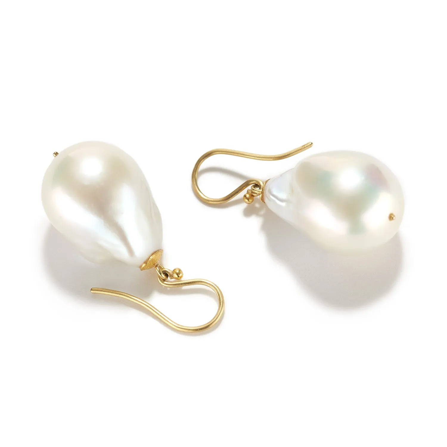 Large White Baroque Pearl Earrings